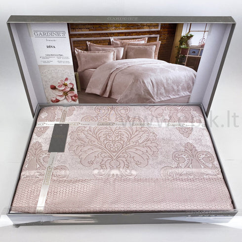 Prabangi austinių žakardo raštų lovatiesė "Gardine's Diva" su 2 pagalvių užvalkalais, rožinė